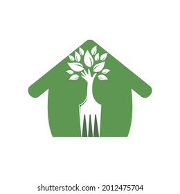 Fork hand tree vector logo design. Restaurant and farming logo concept.	