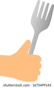 Fork held in hand isolated vector illustration