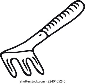 Fork hoe sketch. Gardening tool doodle icon