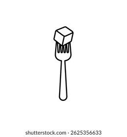 Fork Holding Vegetable Cube - Symbolizing Healthy Eating