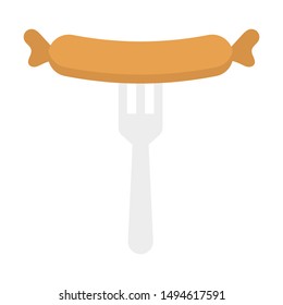 fork with hot dog item flat icon 