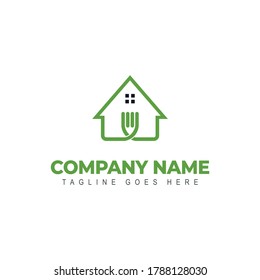 Fork and House Creative logo idea, house logo template.