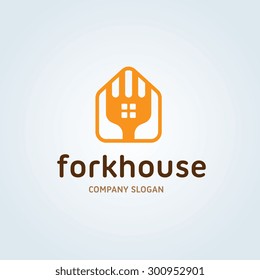 Fork house, Food and Cooking Vector Logo Template