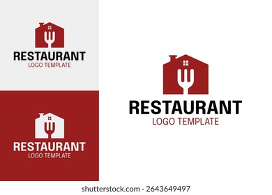 Fork with house for restaurant logo design template vector illustration