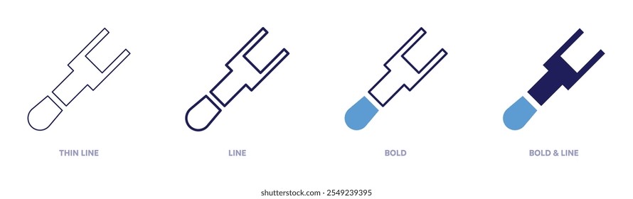 Fork icon in 4 different styles. Thin Line, Line, Bold, and Bold Line. Duotone style. Editable stroke.