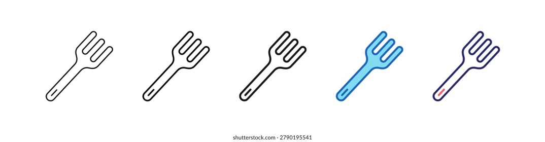 Fork Icon In 5 Different Styles Set Collection.