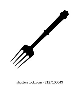 Fork icon. Black silhouette. Top side view. Vector simple flat graphic illustration. Isolated object on a white background. Isolate.
