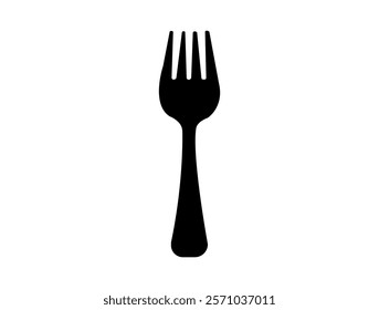 Fork icon. Fork black silhouette vector icon. Fork icon vector illustration design. Fork isolated on white background.