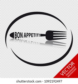 Fork Icon Bon Appetit - Circular Restaurant Symbol - Isolated On Transparent Background