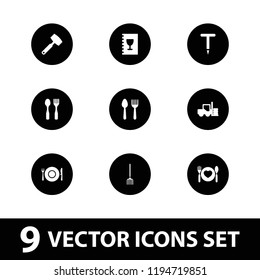 Fork icon. collection of 9 fork filled icons such as spoon and fork, gardening tool, menu. editable fork icons for web and mobile.