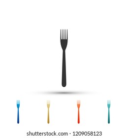 Fork icon isolated on white background. Set elements in colored icons. Flat design. Vector Illustration
