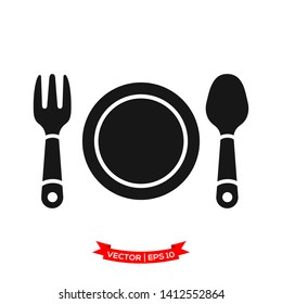 fork icon with knife and plate icon, restaurant icon 