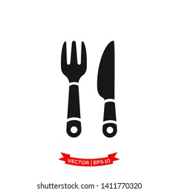 fork icon and knife icon in trendy flat design, kitchen utensil icon 