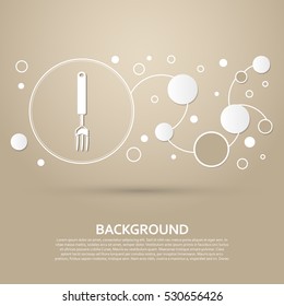 fork icon on a brown background with elegant style and modern design infographic. Vector illustration