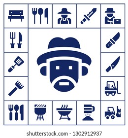  fork icon set. 17 filled fork icons.  Simple modern icons about  - Picnic, Cutlery, Spatula, Farmer, Rake, Knife, Forklift, Barbecue, Gardener, Sieve