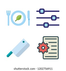 fork icon set. vector set about cleaver, restaurant and settings icons set.