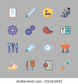 fork icon set. vector set about cutlery, settings, meat and knife icons set.