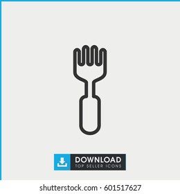 fork icon. simple outline fork vector icon. on white background.