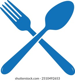 Fork icon, Spoon icon, Eat icon vector(Blue version)