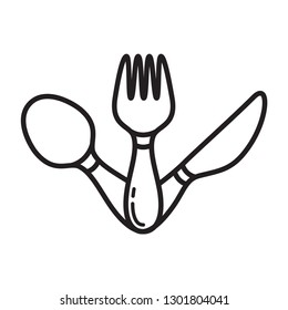 fork icon with spoon and knife icon in trendy flat style 