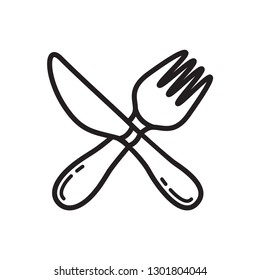 fork icon with spoon and knife icon in trendy flat style 