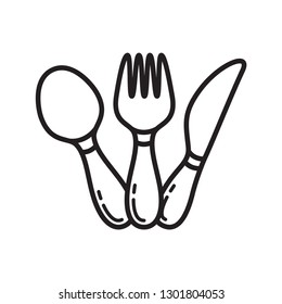 fork icon with spoon and knife icon in trendy flat style 