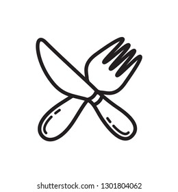 fork icon with spoon and knife icon in trendy flat style 