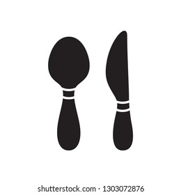 fork icon with spoon and knife icon in trendy flat style 