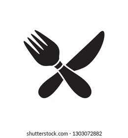 fork icon with spoon and knife icon in trendy flat style 