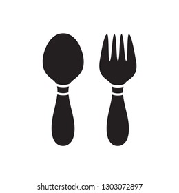 fork icon with spoon and knife icon in trendy flat style 
