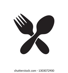 fork icon with spoon and knife icon in trendy flat style 