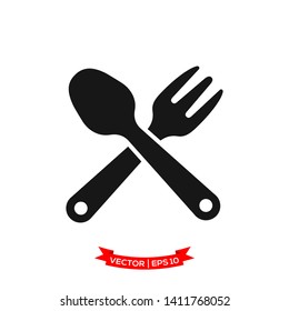 fork icon and spoon icon in trendy flat design, kitchen utensil icon 