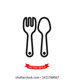 fork icon and spoon icon in trendy flat design, kitchen utensil icon 