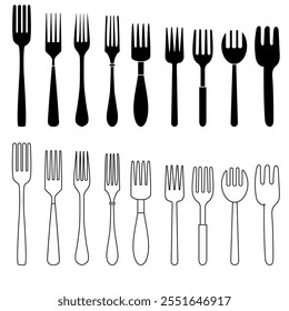 Fork icon vector set. Cutlery illustration sign collection. Restaurant symbol. Food logo.