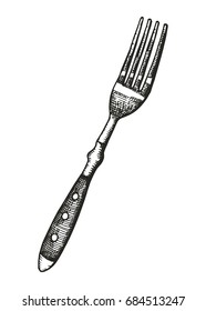 Fork icon vector. Sketch hand drawing. illustration