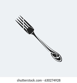 Fork isolated on a white background. Fork vector illustration.  Vintage silver fork. Fork icon. 