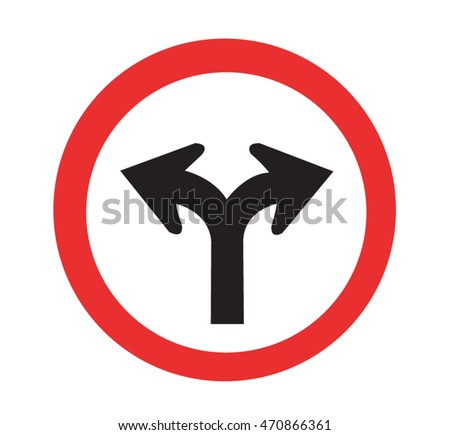 fork junction traffic sign with crossroads spliting in two ways, choose Failure or Success road the correct way