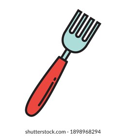 fork kitchen cutlery line and colors style icon vector illustration design