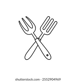 fork kitchen cutlery  line part Vector illustration on white background.