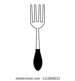 Fork kitchen utensil in black and white colors