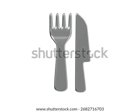 Fork and knife 3d cutlery set icon render illustration