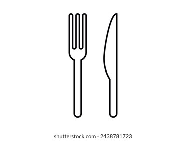 Icono negro de tenedor y cuchillo.