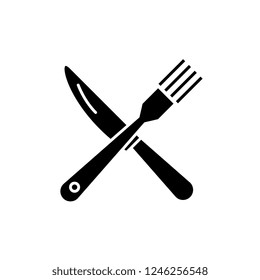 Fork and knife black icon, vector sign on isolated background. Fork and knife concept symbol, illustration 