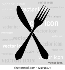 fork and knife black vector icon