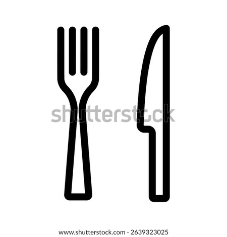 Fork and knife. Canteen icon. Dining room pictogram. Editable stroke. Vector