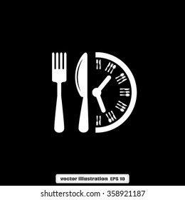 Fork Knife Clock Icon Vector.