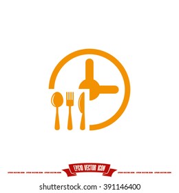 Fork Knife Clock Icon Vector