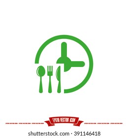 Fork Knife Clock Icon Vector.