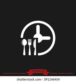 Fork Knife Clock Icon Vector.