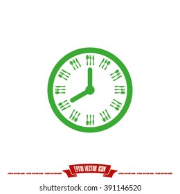 Fork Knife Clock Icon Vector. 